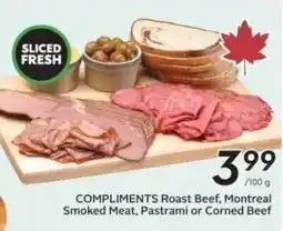 Sobeys COMPLIMENTS Roast Beef, Montreal Smoked Meat, Pastrami or Corned Beef offer