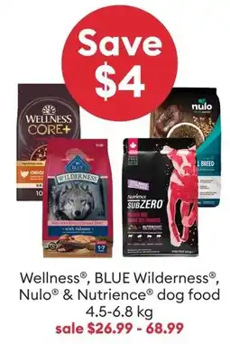 Petsmart Wellness, BLUE Wilderness, Nulo & Nutrience Dog Food offer