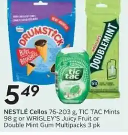 Sobeys NESTLÉ Cellos TIC TAC Mints or WRIGLEY'S Juicy Fruit or Double Mint Gum Multipacks offer