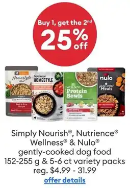 Petsmart Simply Nourish, Nutrience Wellness & Nulo Gently-cooked Dog Food offer