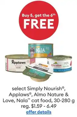 Petsmart Select Simply Nourish, Applaws, Almo Nature & Love, Nala Cat Food offer