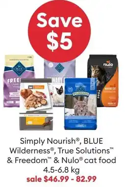 Petsmart Simply Nourish, BLUE Wilderness, True Solutions & Freedom & Nulo Cat Food offer