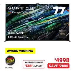 Visions Electronics SONY OLED TV 77 offer