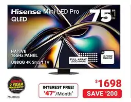 Visions Electronics Hisense Mini LED Pro QLED 75U88QG 4K Smart TV offer