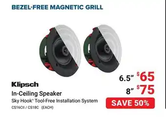 Visions Electronics KLIPSCH IN-CEILING SPEAKER offer