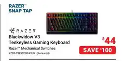 Visions Electronics Blackwidow V3 Tenkeyless Gaming Keyboard offer