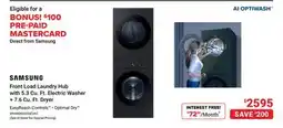 Visions Electronics SAMSUNG Front Load Laundry Hub with 5.3 Cu. Ft. Electric Washer + 7.6 Cu. Ft. Dryer offer