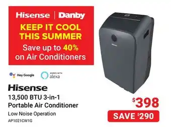 Visions Electronics Hisense 13,500 BTU 3-in-1 Portable Air Conditioner offer