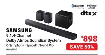 Visions Electronics SAMSUNG 9.1.4-Channel Dolby Atmos Soundbar System offer