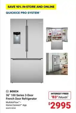 Visions Electronics BOSCH 36 100 Series 3-Door French Door Refrigerator offer