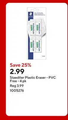 Staples Staedtler Plastic Eraser - PVC Free offer