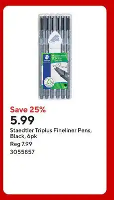 Staples Staedtler Triplus Fineliner Pens, Black offer