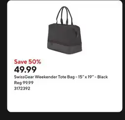 Staples SwissGear Weekender Tote Bag - 15 x 19 - Black offer