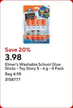 Staples Elmer's Washable School Glue Sticks - Toy Story 5 - 6 g - 4 Pack offer