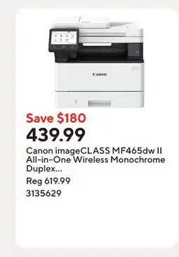 Staples Canon imageCLASS MF465dw II All-in-One Wireless Monochrome Duplex Laser Printer - White offer