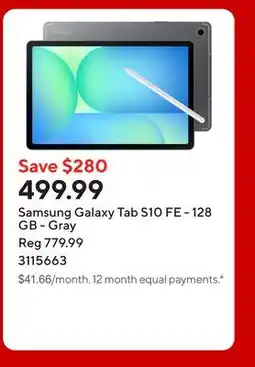 Staples Samsung Galaxy Tab S10 FE - 128 GB - Gray offer