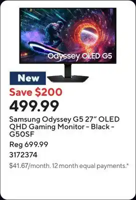 Staples Samsung Odyssey G5 27 OLED QHD Gaming Monitor - Black - G50SF offer