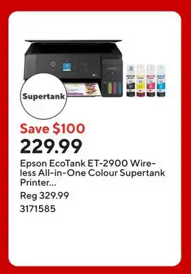 Staples Epson EcoTank ET-2900 Wireless All-in-One Colour Supertank Printer - Black offer