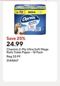 Staples Charmin 2-Ply Ultra Soft Mega Rolls Toilet Paper offer