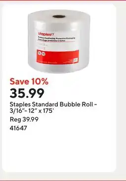 Staples Staples Standard Bubble Roll - 3/16- 12 x 175' offer