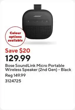 Staples Bose SoundLink Micro Portable Wireless Speaker (2nd Gen) - Black offer