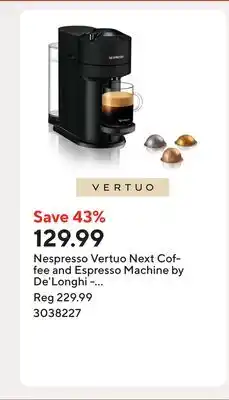 Staples Nespresso Vertuo Next Coffee and Espresso Machine by De'Longhi - Matte Black offer