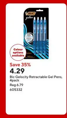 Staples Bic Gelocity Retractable Gel Pens offer
