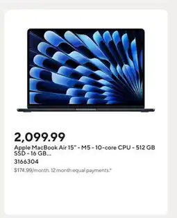 Staples Apple MacBook Air 15 - M5 - 10-core CPU - 512 GB SSD - 16 GB Unified Memory - Midnight offer