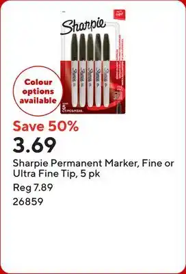 Staples Sharpie Permanent Marker, Fine or Ultra Fine Tip offer