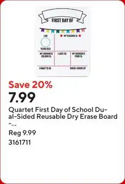 Staples Quartet First Day of School Dual-Sided Reusable Dry Erase Board - 11 x 14 offer