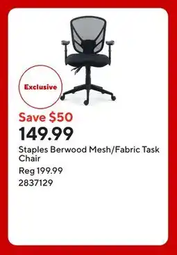 Staples Staples Berwood Mesh/Fabric Task Chair offer
