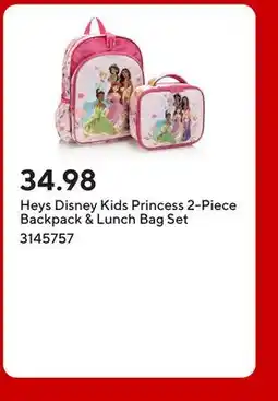 Staples Heys Disney Kids Princess 2-Piece Backpack & Lunch Bag Set offer