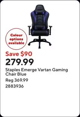 Staples Staples Emerge Vartan Gaming Chair Blue offer