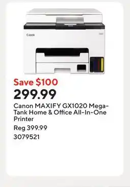 Staples Canon MAXIFY GX1020 MegaTank Home & Office All-In-One Printer offer