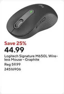 Staples Logitech Signature M650L Wireless Mouse – Graphite offer