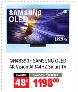 2001 Audio Video QN48S90F SAMSUNG OLED 4K Vision AI 144HZ Smart TV 48 offer