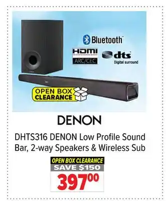 2001 Audio Video DHTS316 DENON Low Profile Sound Bar, 2-way Speakers & Wireless Sub offer