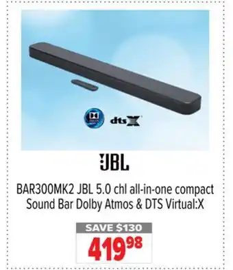 2001 Audio Video BAR300MK2 JBL 5.0 chl all-in-one compact Sound Bar Dolby Atmos & DTS Virtual:X offer