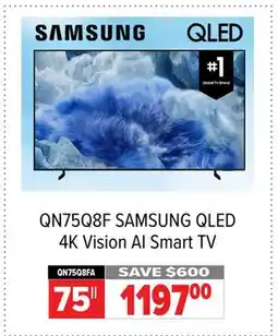 2001 Audio Video QN75Q8F 75 SAMSUNG QLED 4K Vision AI Smart TV offer