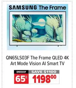 2001 Audio Video QN65LS03F SAMSUNG The Frame QLED 4K Art Mode Vision AI Smart TV offer