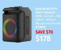 2001 Audio Video BTSMC8 RAGE BLUETOOTH PARTY SPEAKER offer