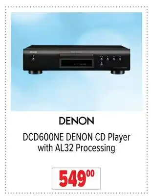 2001 Audio Video DCD600NE DENON CD Player with AL32 Processing offer