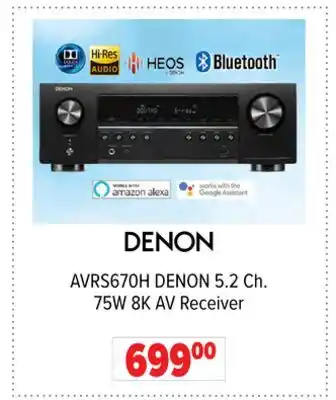 2001 Audio Video AVRS670H DENON 5.2 Ch. 75W 8K AV Receiver offer
