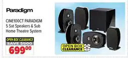 2001 Audio Video CINE100CT PARADIGM 5Sat Speakers & Sub Home Theatre System offer