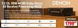 2001 Audio Video AVRX2900H Denon 7.2 Ch. 95W 4K/8K Dolby Atmos AV Receiver Powered by HEOS offer