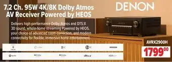 2001 Audio Video AVRX2900H Denon 7.2 Ch. 95W 4K/8K Dolby Atmos AV Receiver Powered by HEOS offer