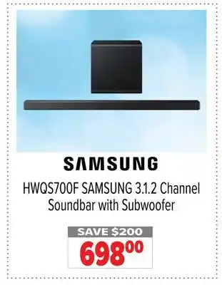 2001 Audio Video HWQS700F SAMSUNG 3.1.2 Channel Soundbar with Subwoofer offer