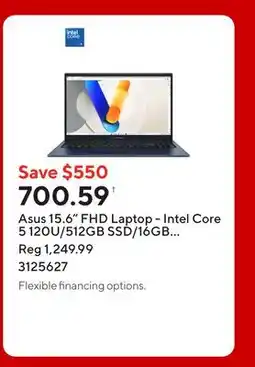 Staples Asus 15.6 FHD Laptop - Intel Core 5 120U/512GB SSD/16GB RAM/Windows 11 Home offer