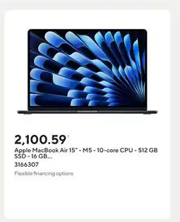 Staples Apple MacBook Air 15 - M5 - 10-core CPU - 512 GB SSD - 16 GB Unified Memory - Midnight - French offer