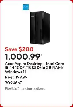 Staples Acer Aspire Desktop - Intel Core i5-14400/1TB SSD/16GB RAM/Windows 11 offer
